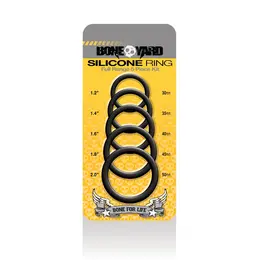 Boneyard Silicone Ring Set 5 Sizes - Soft Touch, Medical Grade, Black