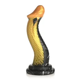 XR Brands Golden Snake Silikonska Intimna Igračka Zlatno-Crna Velika