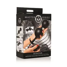 XR Brands Ass Rattler Naduvavajući Silikonski Čep sa Tegovima Crni