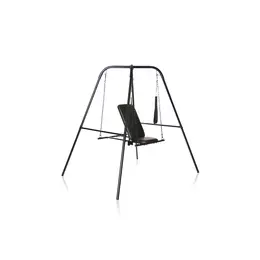 Throne Adjustable Support Sling Chair with Steel Stand, Vegan Leather, Black