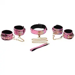 XR Brands Captive Cobra Roze Zmijski Print Bondage Set, Podesiv PU