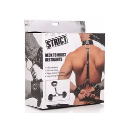 Master Series Sistem za vezivanje vrata i ruku od PU kože, podesiv, crni
