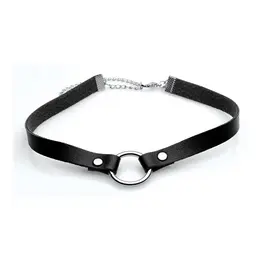 Lush Pet Ring Narrow Choker Black PU Leather Adjustable Collar