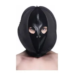 Strict Zip Front Bondage Hood PU Leather Adjustable Universal Fit