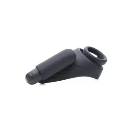 XR Brands Silicone Black Vibrating Ring System with Wireless Control