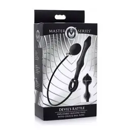 XR Brands Master Series Devils Rattle naduvavajući silikonski čep sa duplim prstenom