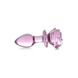 Blush Novelties Pink Rose stakleni čep srednji - borosilikatni, dekorativni