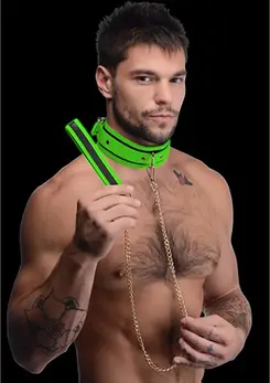 Kink in the Dark Glow Collar & Leash Set - Luminous Adjustable Design