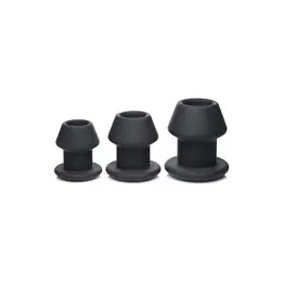 XR Brands Gape-Grommets Silikonski Šuplji Dilatatori Set 3 Veličine Crna