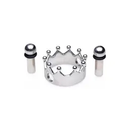 XR Brands Crowned Magnetic Steel Nipple Clamps - Nickel-Free, Silver