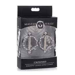 XR Brands Crowned Magnetic Steel Nipple Clamps - Nickel-Free, Silver