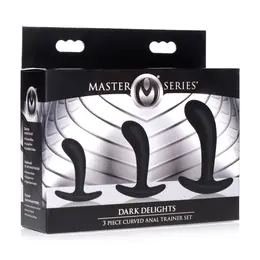 Dark Delights 3-Delni Silikonski Zakrivljeni Analni Trener Set - Crna