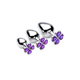 XR Brands Violet Flower Intimni Čepovi Set 3-Delni Aluminijum Ljubičasta