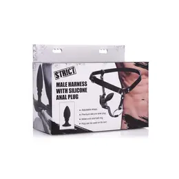 XR Brands Master Series Podesivi pojas sa silikonskim čepom Crni