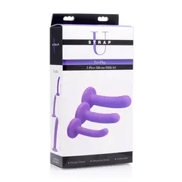 Tri-Play Silicone 3-Piece Set Purple - Flexible Suction Base Kit