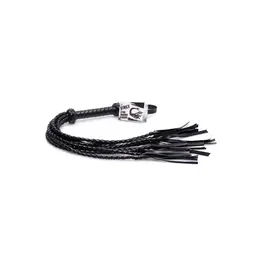 Master Series Pleteni flogger od PU koze Crni, duga drska 34 in