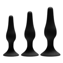 Blush Novelties Analni Trening Set 3-Delni Silikonski Komplet za Početnike Crni
