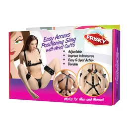 XR Brands Easy Access Bedreni Sling sa Podesivim Lisicama za Zglob Crni