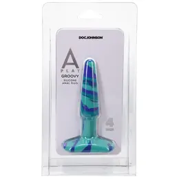 A-Play Groovy Silicone Anal Plug 10cm Ocean - Multi-Color, Health-Grade