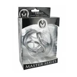 Master Series Triad Chamber Metal Chastity System Medium Size