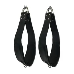 BDSM Kožne Potporne Petlje 60cm, Podstavljene, Podesive, Crne, Metalni D-Prstenovi
