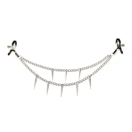 Daggers Adjustable Double Chain Nipple Clamps with Spiked Metal Chains