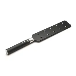 E-Stim Spiked Paddle Crni - Elektroprovodni Udarni Alat, PU Koža