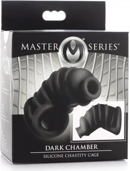 Dark Chamber Silicone Chastity Cage Flexible Anatomical Black
