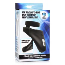 XR Brands Master Series Silicone Ring with Vibrating Base Black