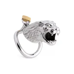 Master Series Tiger King Stainless Lockable Chastity System, Silver