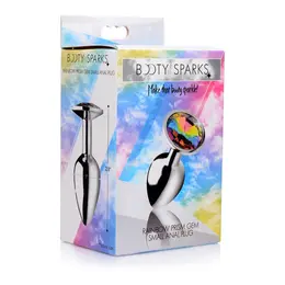Rainbow Prism Small Aluminum Plug with Multicolor Gemstone Accent