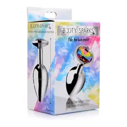 XR Brands Rainbow Prism Aluminum Plug Medium with Multicolor Gem