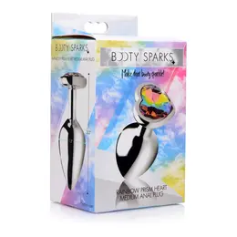 Rainbow Prism Heart Aluminum Plug Medium - Colorful Jewel Base