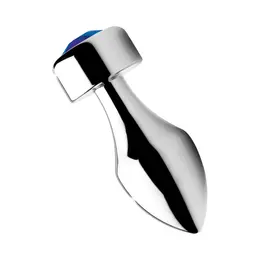 Blue Gemstone Small Aluminum Plug by XR Brands - Weighted, Silver Finish