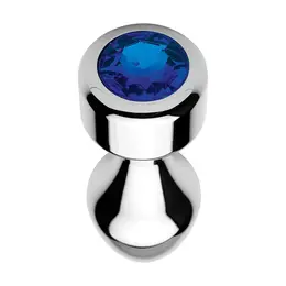 Satisfyer Weighted Base Aluminum Plug Large Blue Gemstone Finish