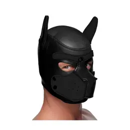 XR Brands Spike Neoprene Puppy Mask Adjustable Black Cosplay Hood