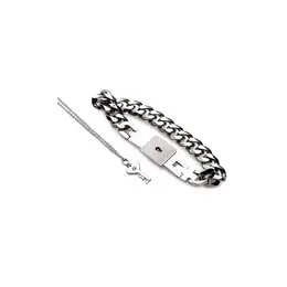 Master Series Chained Locking Bracelet & Necklace Set Titanium Steel
