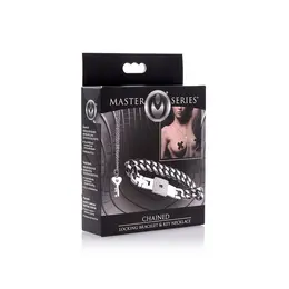 Master Series Chained Locking Bracelet & Necklace Set Titanium Steel
