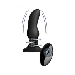 XR Brands Model M Zakrivljeni Rotirajući Čep sa Perlicama sa Daljinskim - Crni