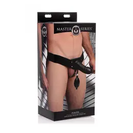 XR Brands Pumper Naduvavajući Šuplji Strap-On Sistem Silikon Crni
