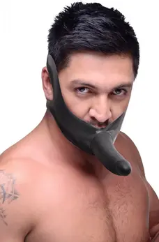 Master Series Face Fuk Strap-On Gag - Podesivi Lateks Pojas za Glavu Crni