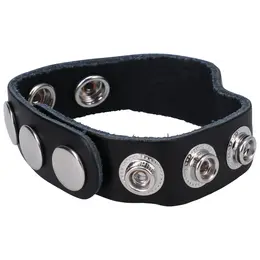 Rock Solid Leather 5 Snap Adjustable Ring - Black, Universal Size