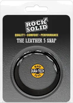 Rock Solid Leather 5 Snap Adjustable Ring - Black, Universal Size