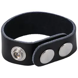 Rock Solid Leather 3-Snap Adjustable Black Intimate Ring