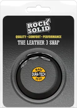 Rock Solid Leather 3-Snap Adjustable Black Intimate Ring