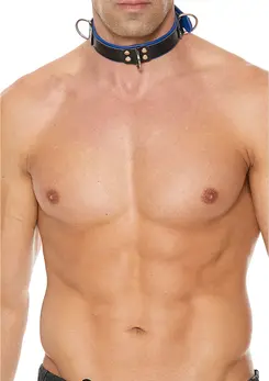 Kiotos Deluxe Adjustable Bondage Collar - Black, 38-48 cm, 3 D-Rings