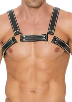 Z Series Leather Chest Bulldog Harness L/XL - Adjustable Straps & Steel Details