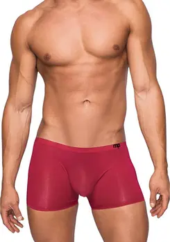 Male Power Seamless Sleek Mini Short XL Red Wine Low Rise Comfort