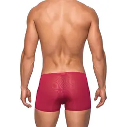Male Power Seamless Sleek Mini Short S Red Wine Low Rise Comfort