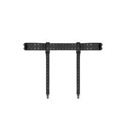 Ouch! Bonded Leather Garter Belt with Skull Accents - Black, Adjustable